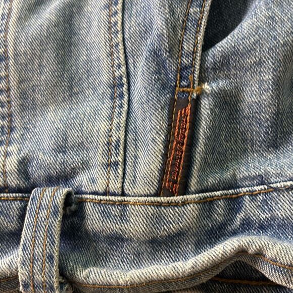 Vintage 1980s Harley Davidson Denim Jean Jacket XL Softail patches trucker embrd - Picture 9 of 11